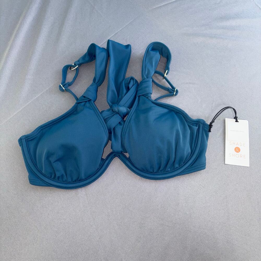 34 B Wired Bathing Suit Top Blue Shade and Shore New Navy Blue Women’s Swimsuit